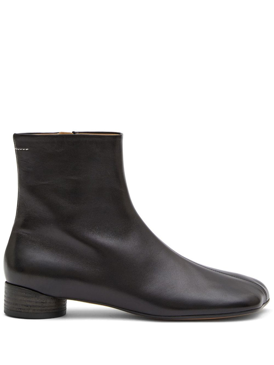 MM6 Maison Margiela Leather Ankle Boots - Black