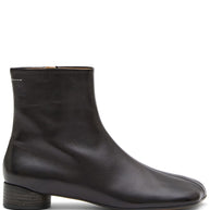 MM6 Maison Margiela Leather Ankle Boots - Black