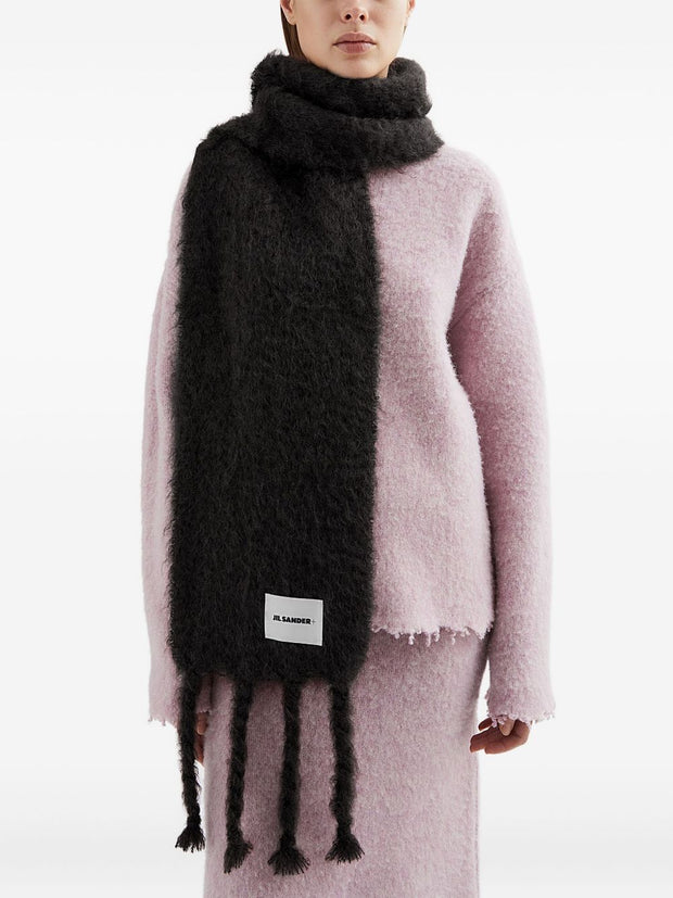 JIL SANDER PLUS Logo Wool Scarf - Black