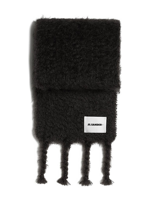JIL SANDER PLUS Logo Wool Scarf - Black