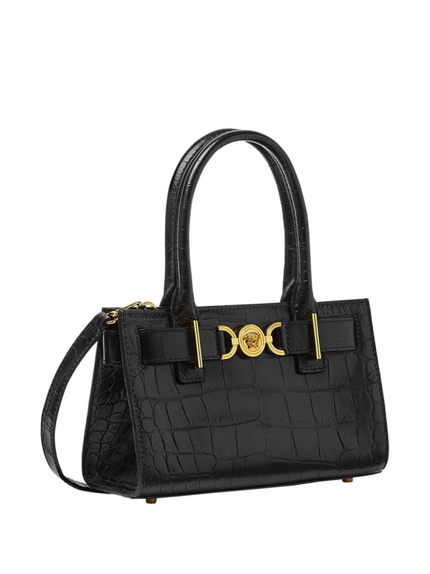 Versace La Medusa '95 Small Leather Tote - Black