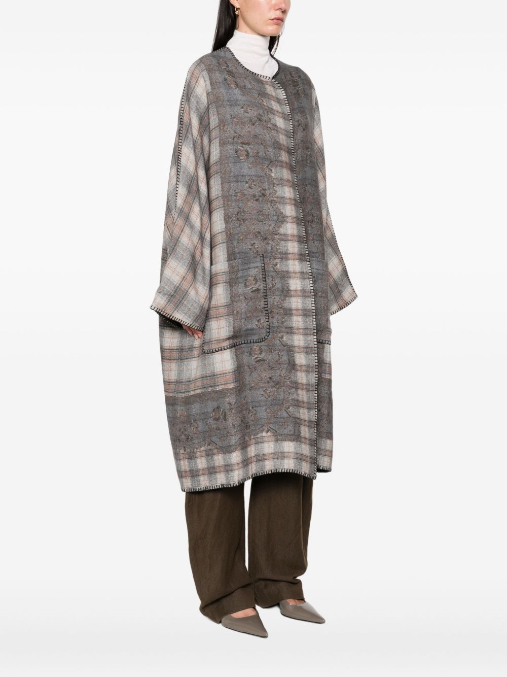 Pierre Louis Mascia Wool Kimono Coat - Grey