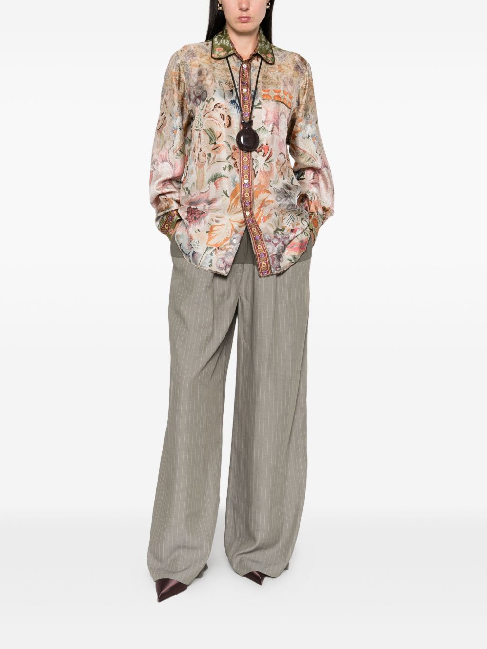 Pierre Louis Mascia Printed Silk Shirt - Beige