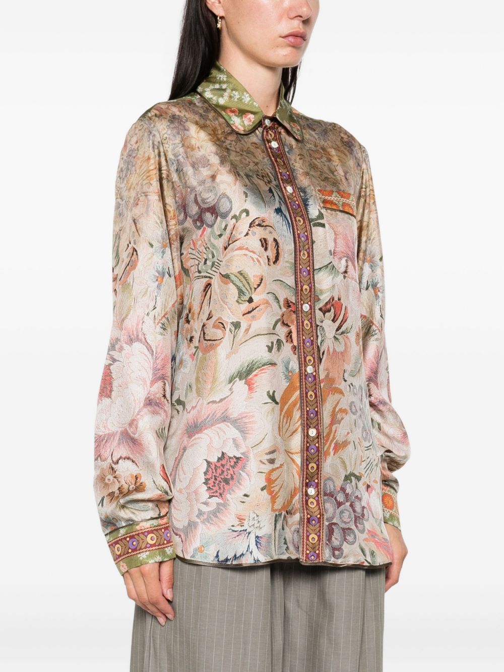 Pierre Louis Mascia Printed Silk Shirt - Beige