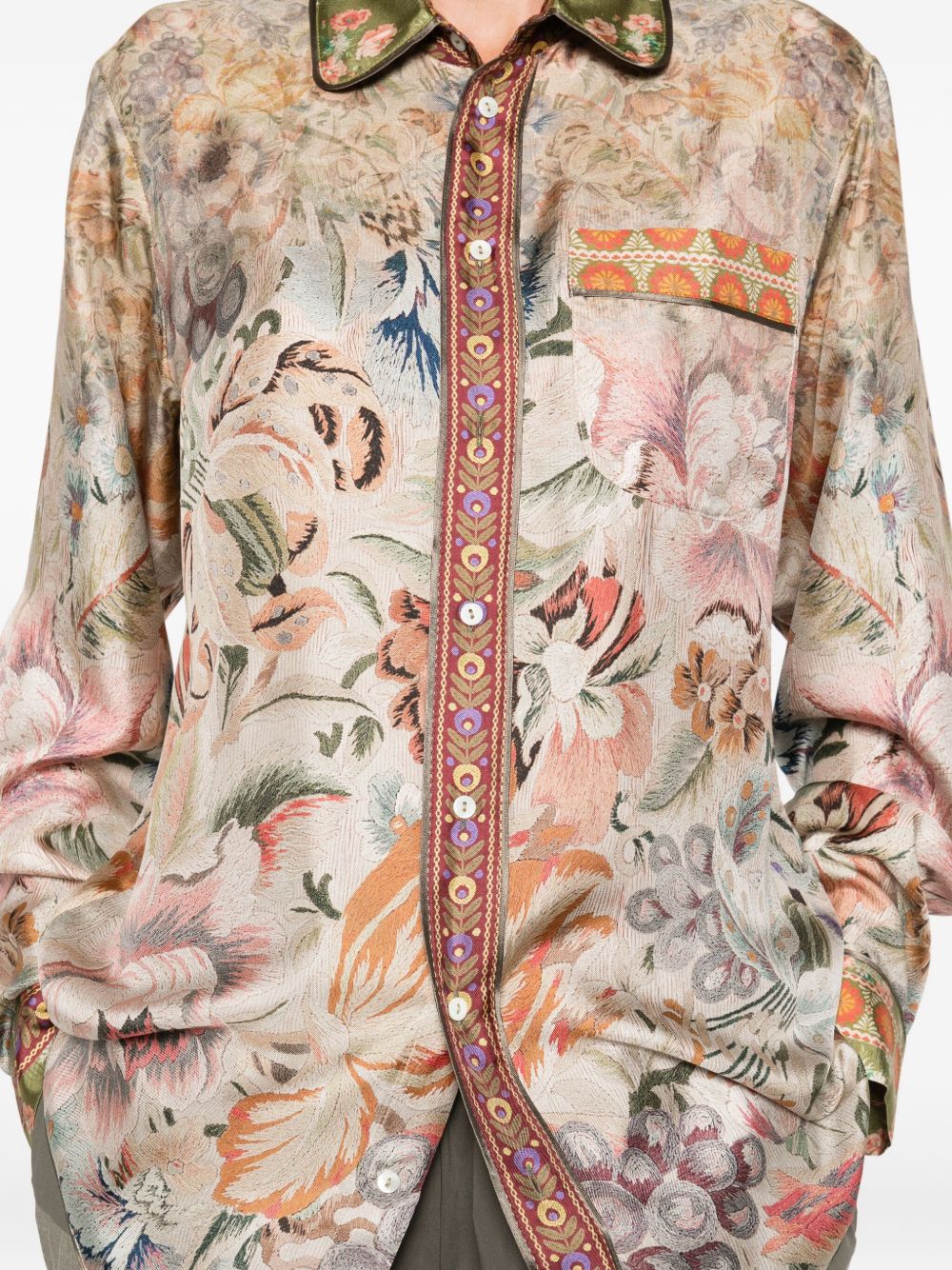 Pierre Louis Mascia Printed Silk Shirt - Beige