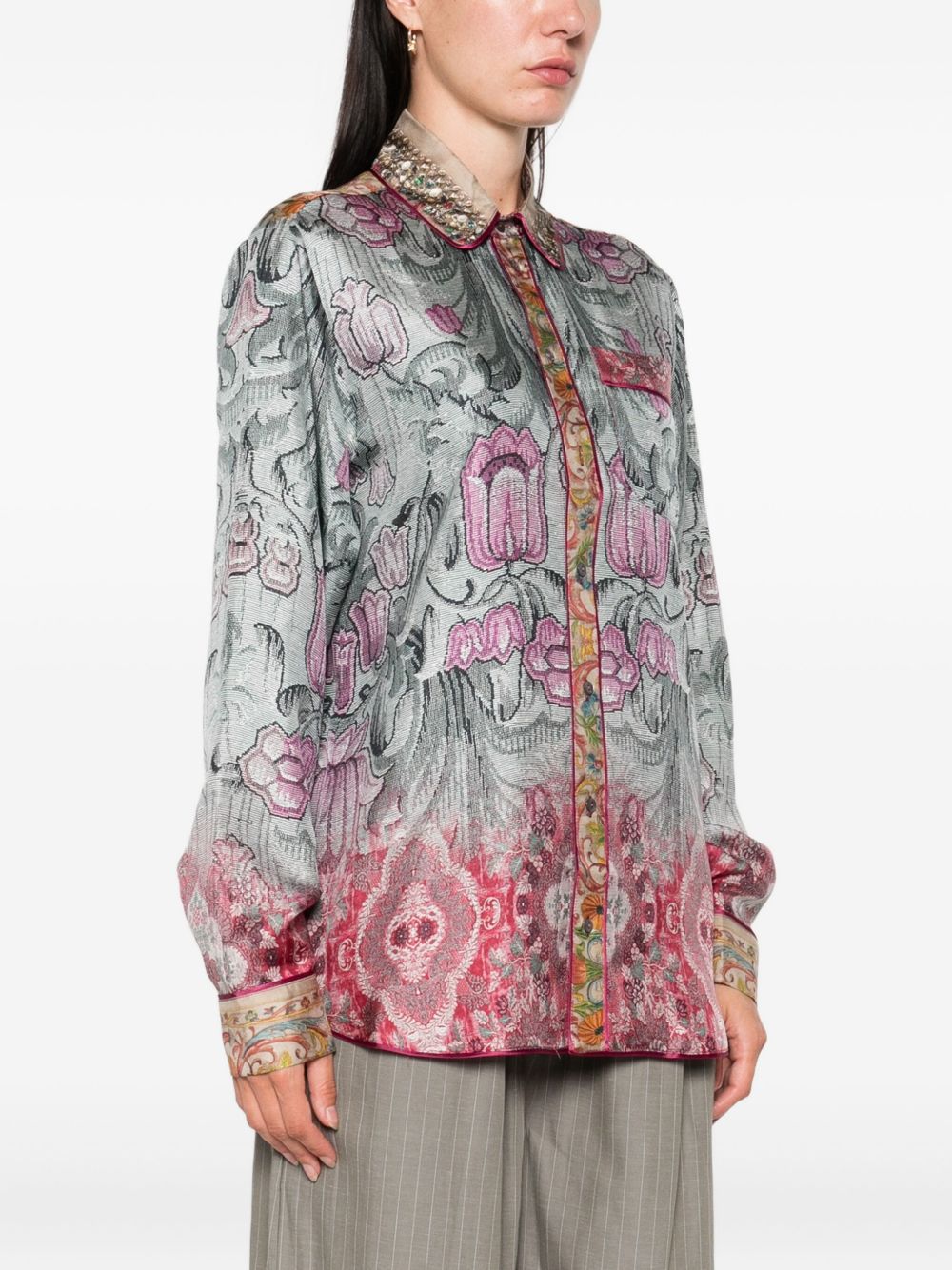 Pierre Louis Mascia Printed Silk Shirt - Clear Blue