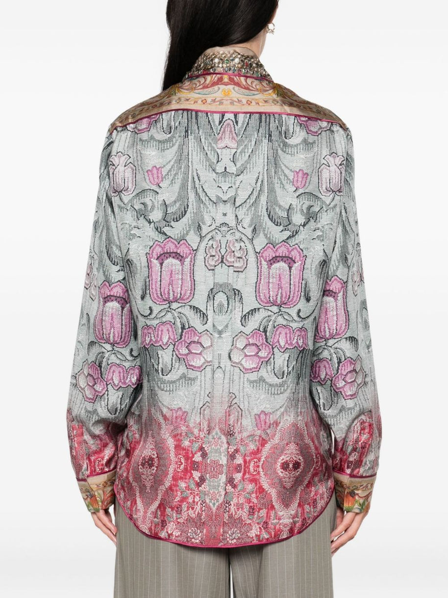 Pierre Louis Mascia Printed Silk Shirt - Clear Blue