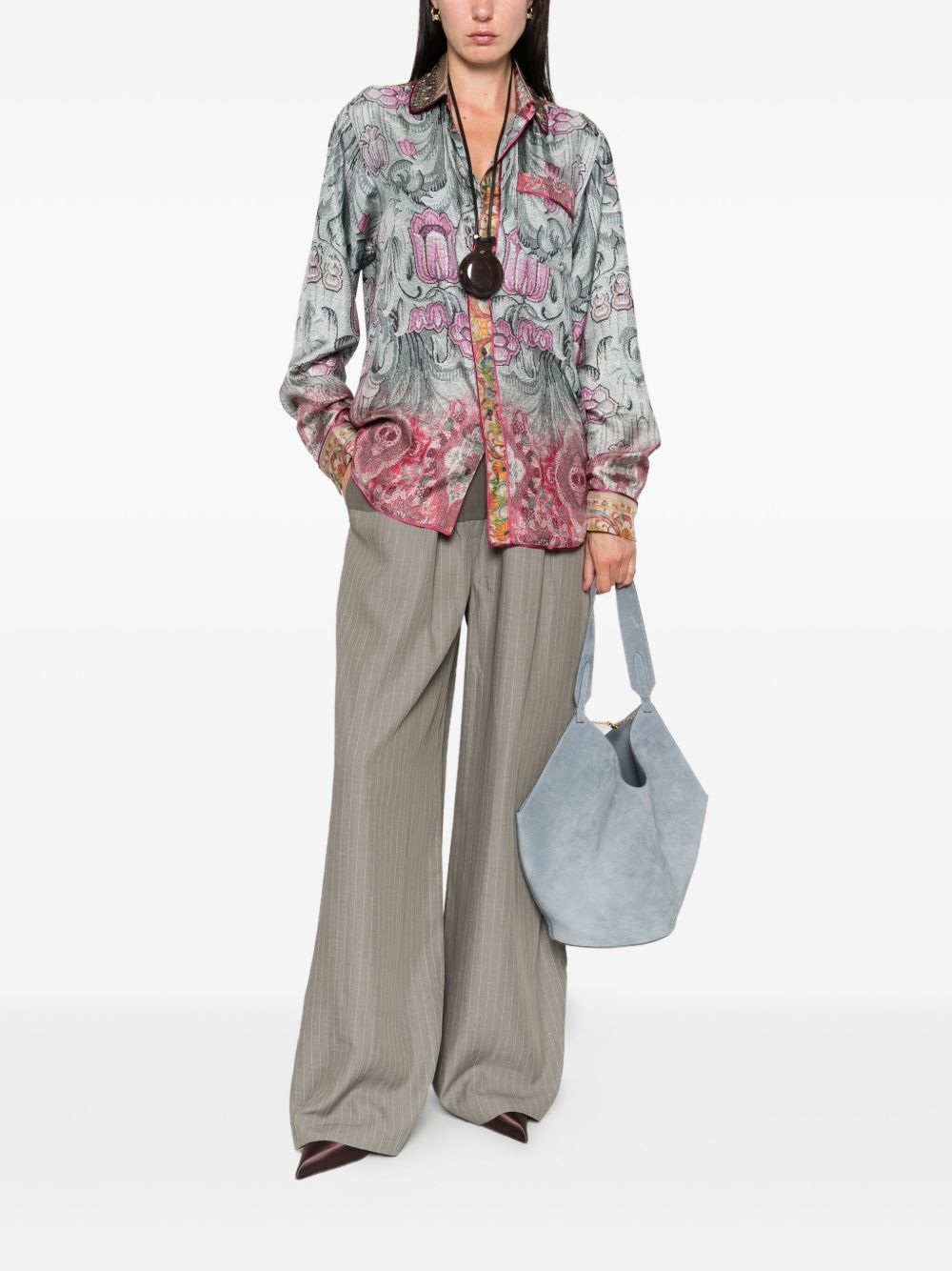 Pierre Louis Mascia Printed Silk Shirt - Clear Blue