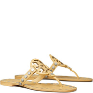 Tory Burch Studded Miller Leather Flat Sandals - Beige