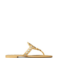 Tory Burch Studded Miller Leather Flat Sandals - Beige