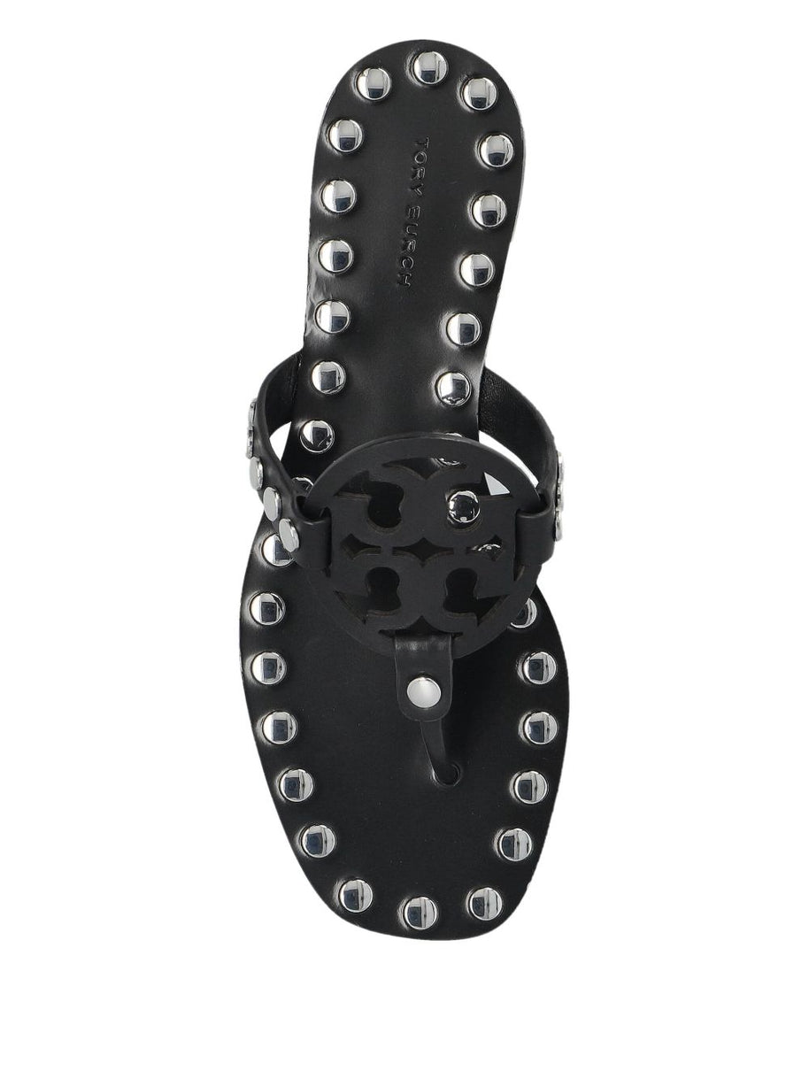 Tory Burch Miller Leather Flat Sandals - Black