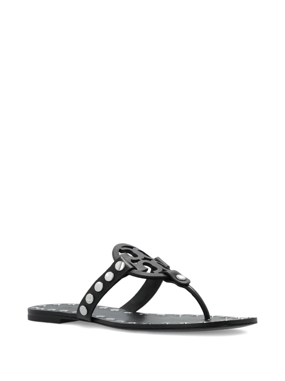 Tory Burch Miller Leather Flat Sandals - Black
