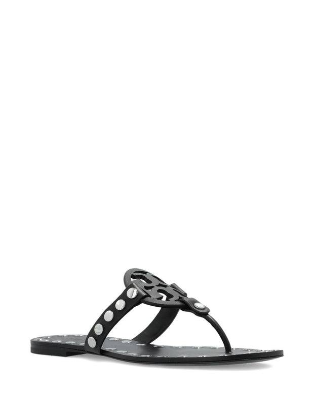 Tory Burch Miller Leather Flat Sandals - Black