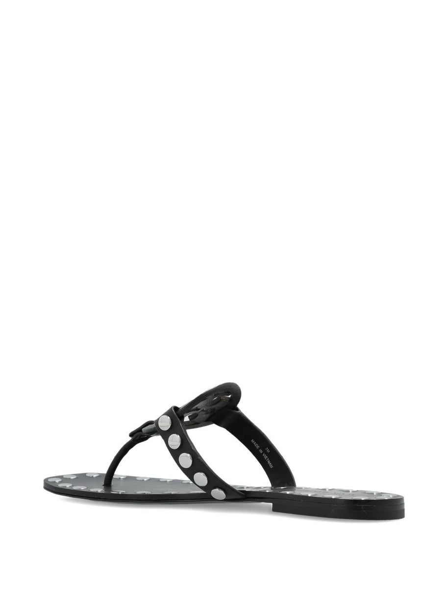 Tory Burch Miller Leather Flat Sandals - Black