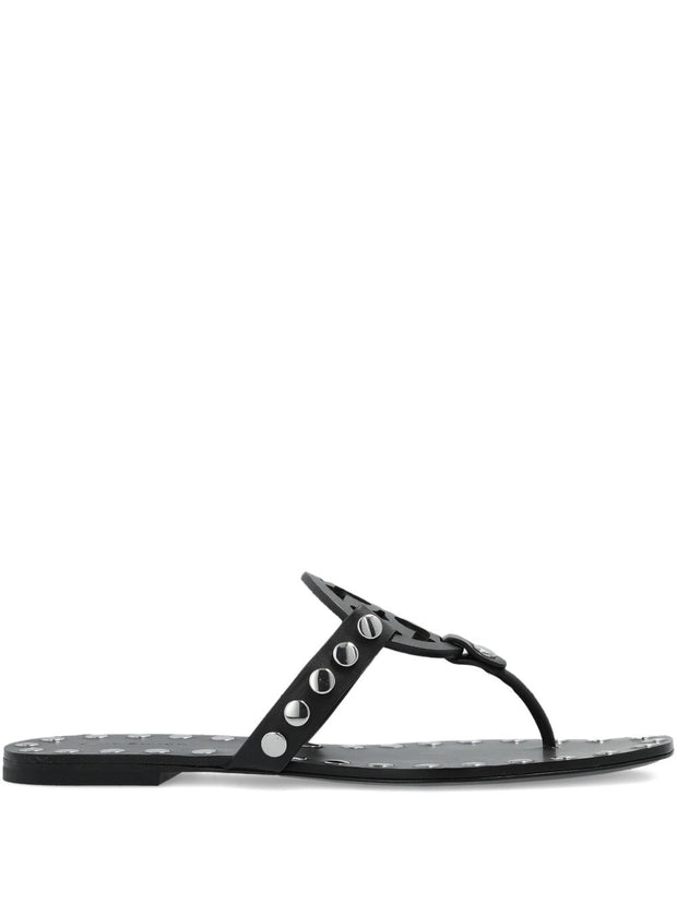 Tory Burch Miller Leather Flat Sandals - Black