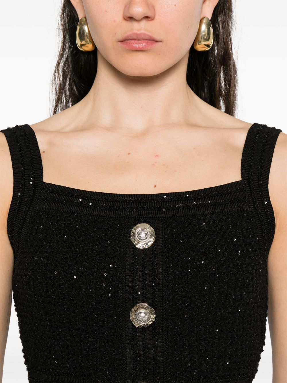 Balmain Black Sleeveless Tops
