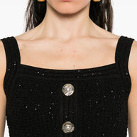 Balmain Black Sleeveless Tops