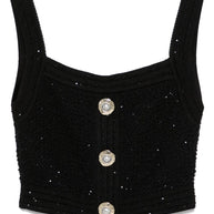 Balmain Black Sleeveless Tops