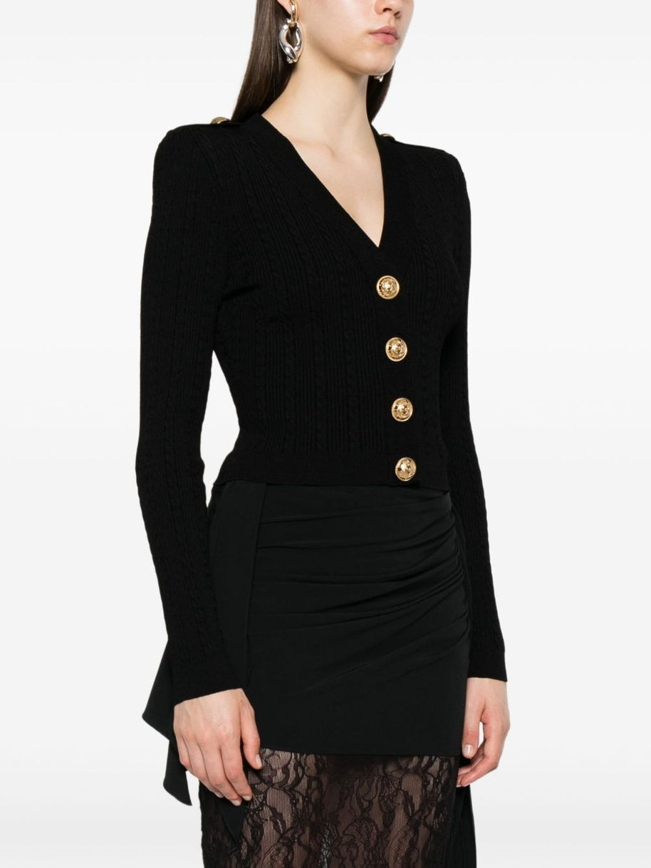 Balmain V-necked Cardigan - Black