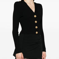 Balmain V-necked Cardigan - Black