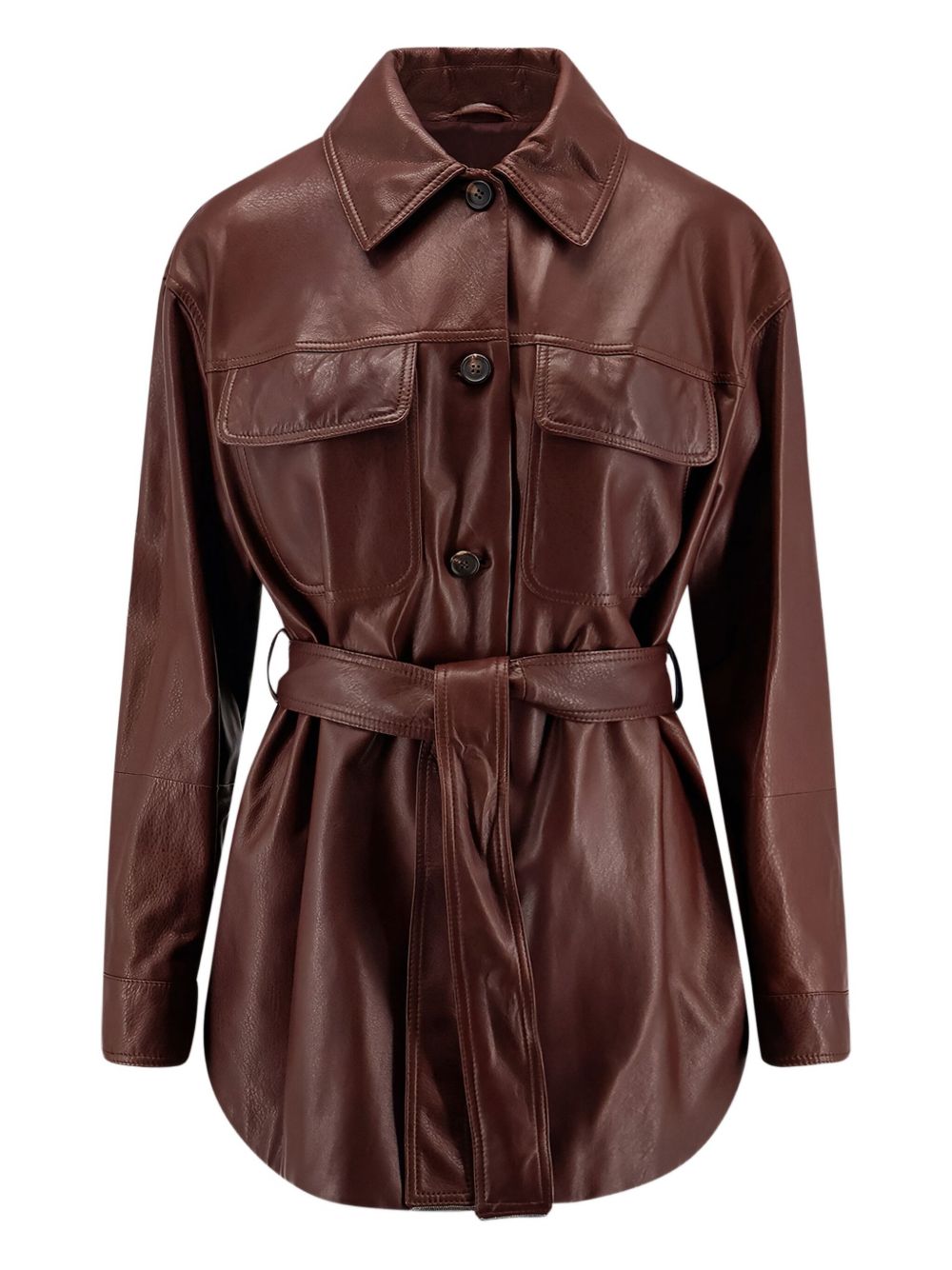 Brunello Cucinelli Belted Leather Jacket