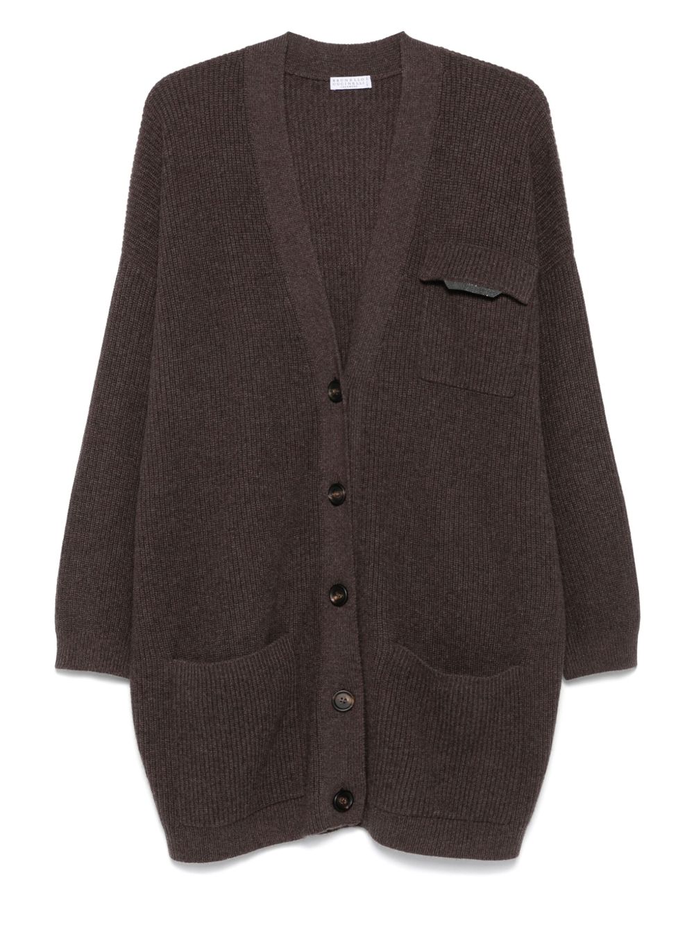 Brunello Cucinelli Cashmere V-necked Cardigan Brown