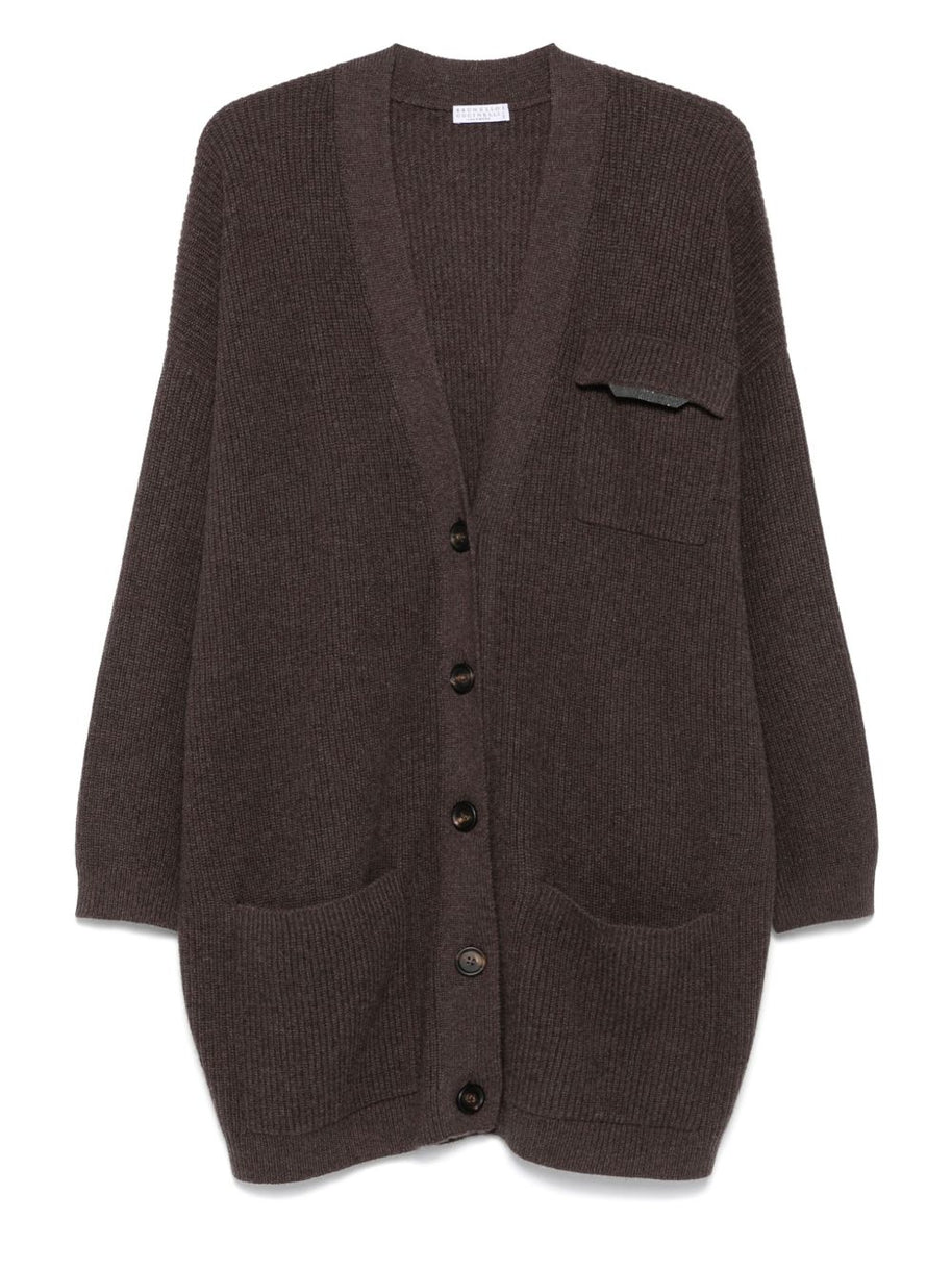 Brunello Cucinelli Cashmere V-necked Cardigan Brown