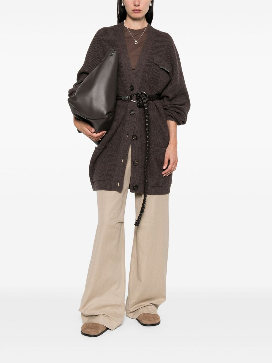 Brunello Cucinelli Cashmere V-necked Cardigan Brown