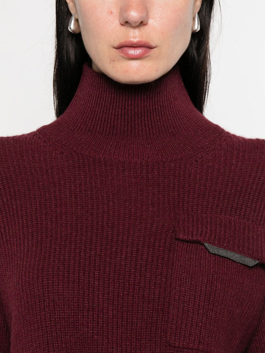 Brunello Cucinelli Cashmere Turtleneck Sweater Bordeaux