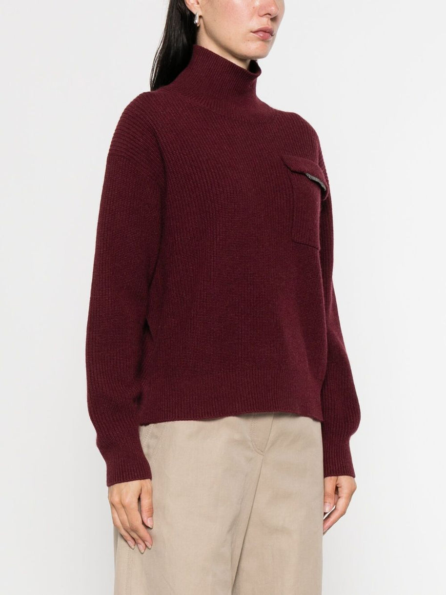 Brunello Cucinelli Cashmere Turtleneck Sweater Bordeaux