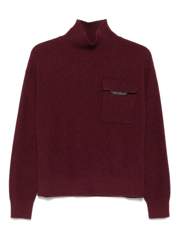 Brunello Cucinelli Cashmere Turtleneck Sweater Bordeaux