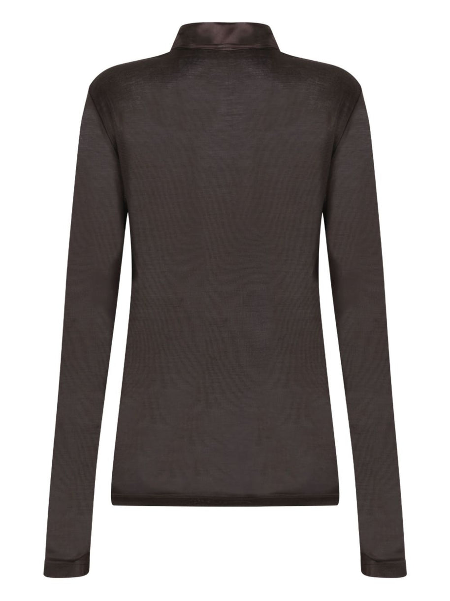 Tom Ford Silk Polo Shirt Brown