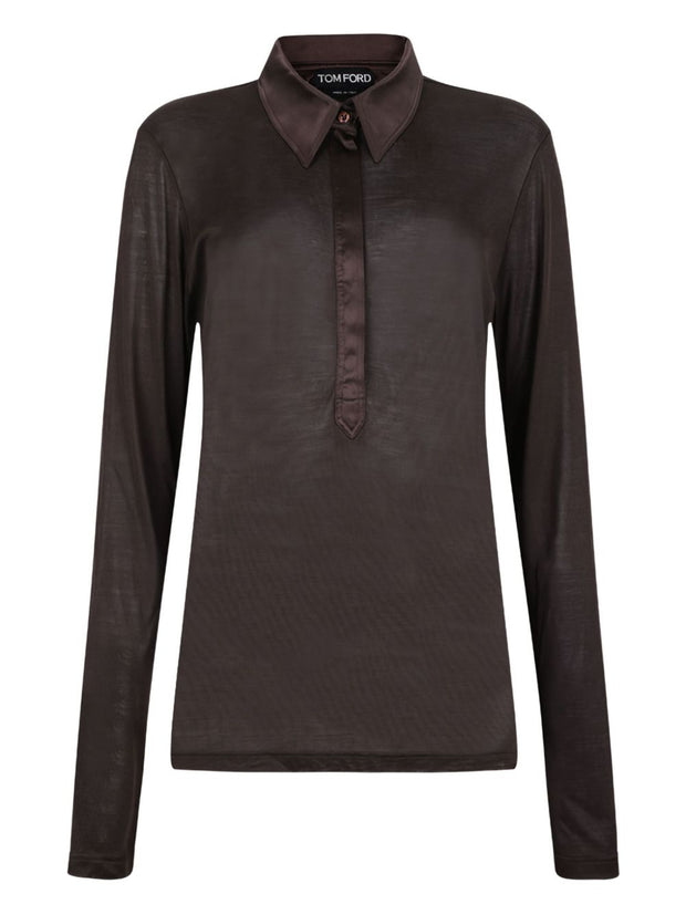 Tom Ford Silk Polo Shirt Brown