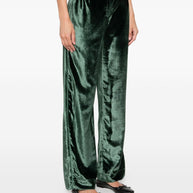F.R.S . Velvet High-waisted Trousers - Green