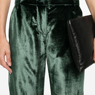 F.R.S . Velvet High-waisted Trousers - Green