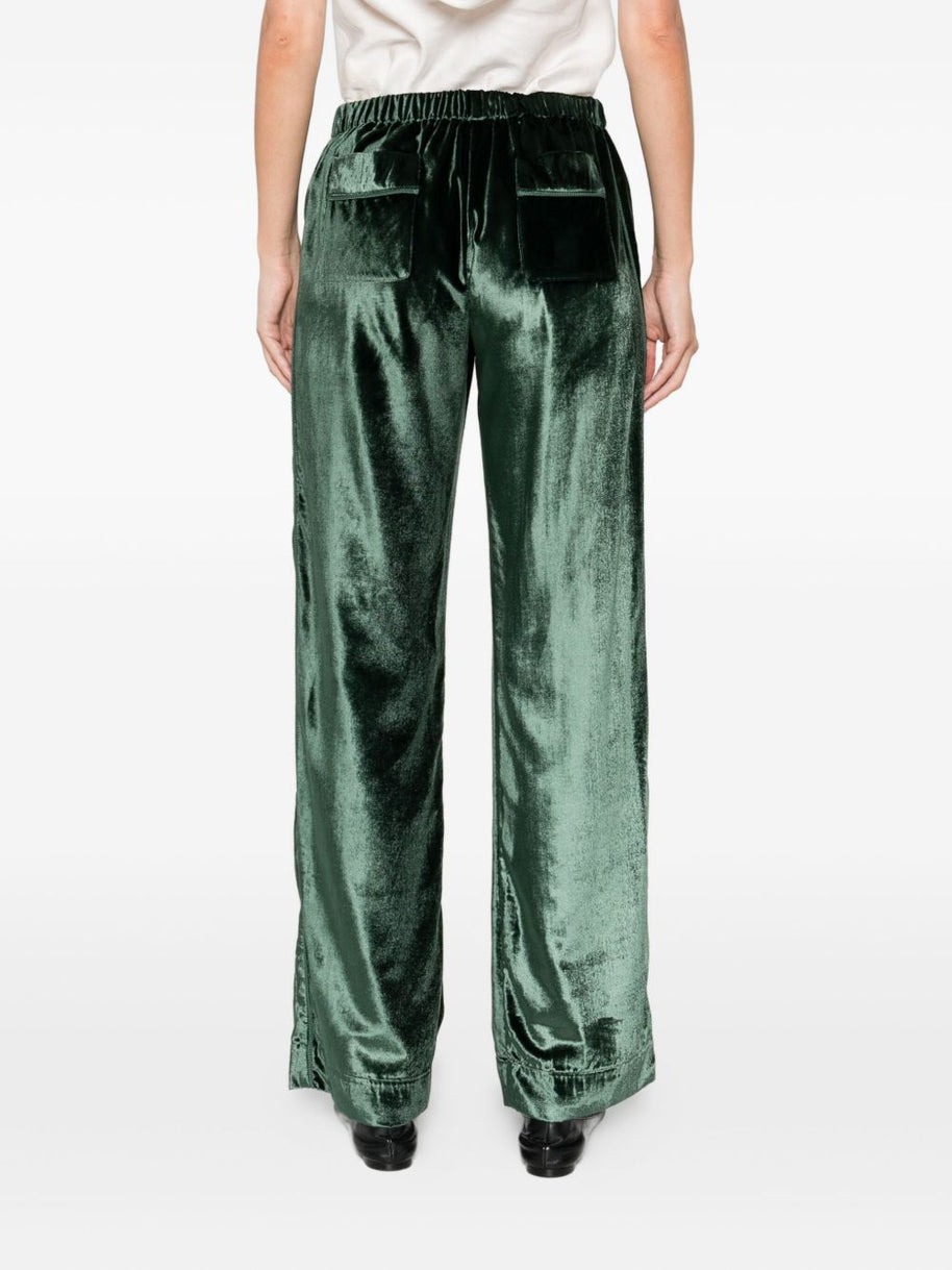 F.R.S . Velvet High-waisted Trousers - Green