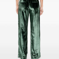F.R.S . Velvet High-waisted Trousers - Green