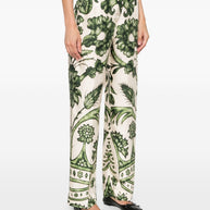 F.R.S . Printed Silk Trousers - Green
