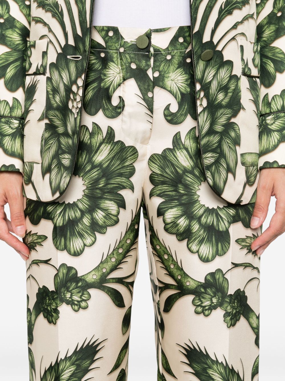 F.R.S . Printed Silk Trousers - Green