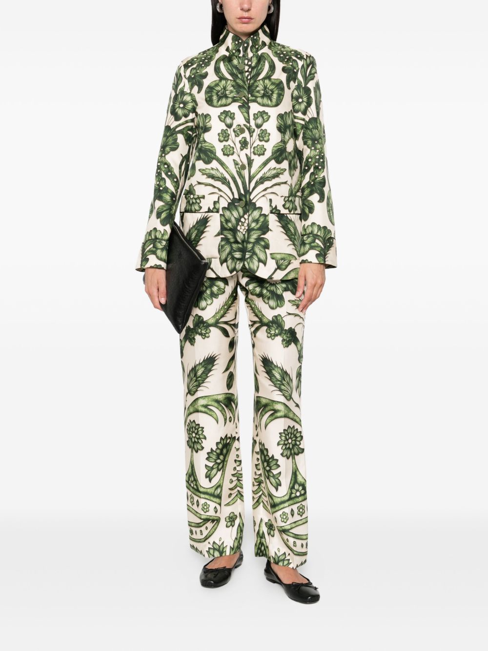 F.R.S . Printed Silk Trousers - Green