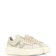 HOGAN PRE H-Stripes Leather Sneakers - Ivory