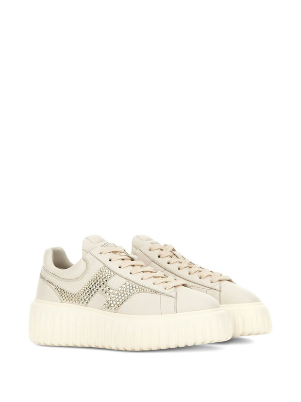 HOGAN PRE H-Stripes Leather Sneakers - Ivory