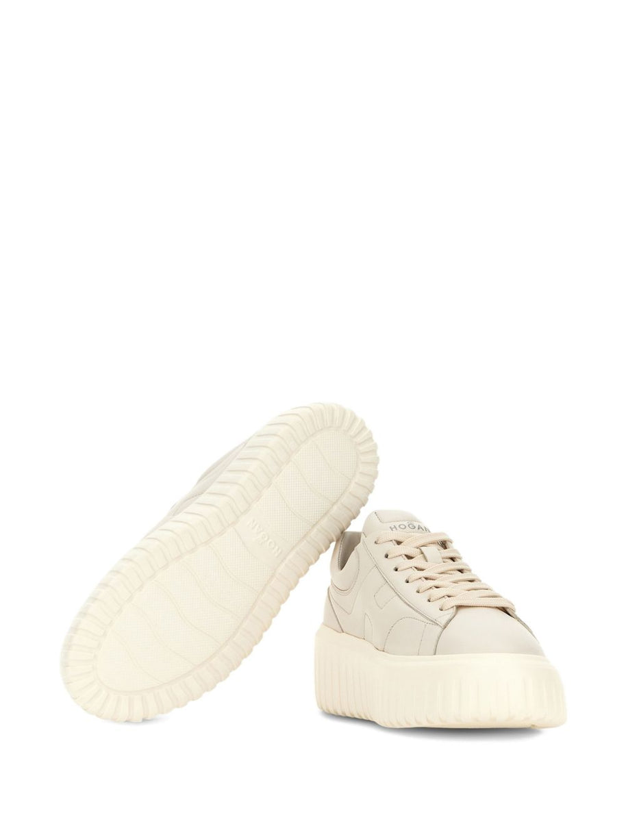 HOGAN PRE H-Stripes Leather Sneakers - Ivory