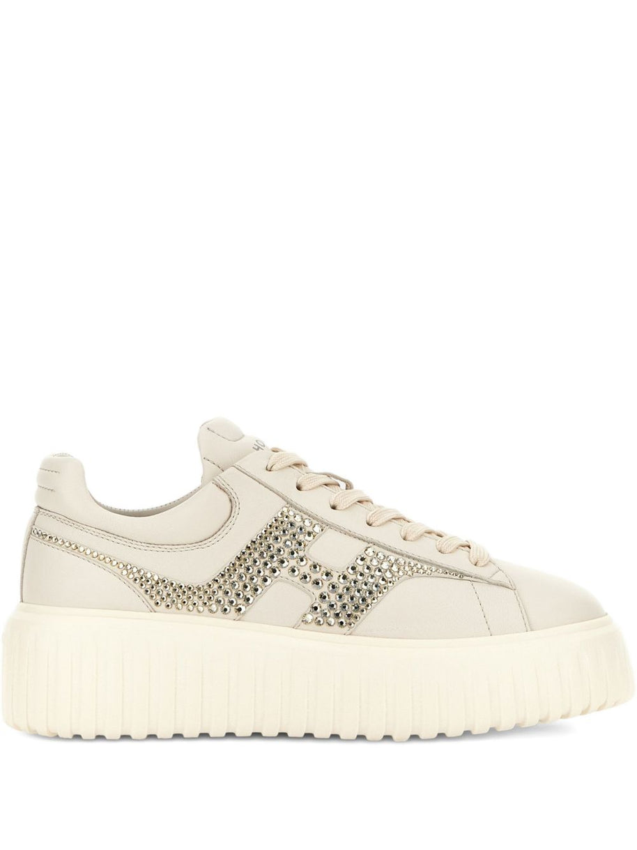 HOGAN PRE H-Stripes Leather Sneakers - Ivory