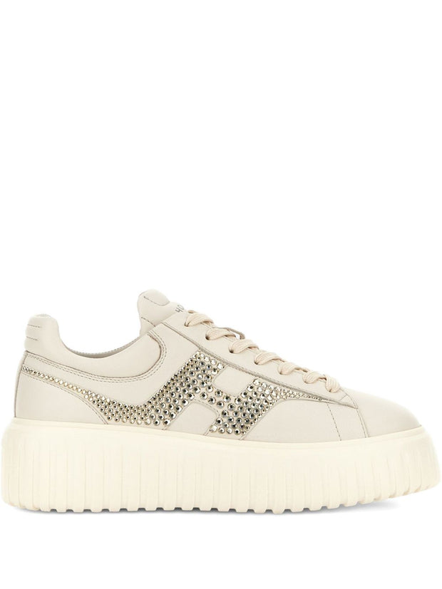 HOGAN PRE H-Stripes Leather Sneakers - Ivory