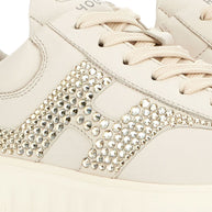HOGAN PRE H-Stripes Leather Sneakers - Ivory