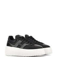 HOGAN PRE H-Stripes Leather Sneakers - Black