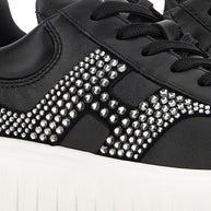 HOGAN PRE H-Stripes Leather Sneakers - Black
