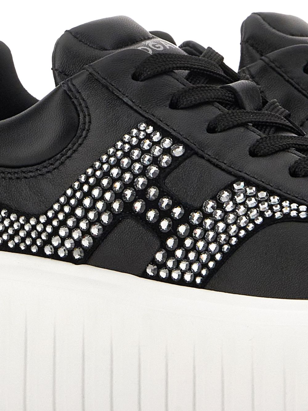 HOGAN PRE H-Stripes Leather Sneakers - Black