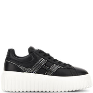 HOGAN PRE H-Stripes Leather Sneakers - Black